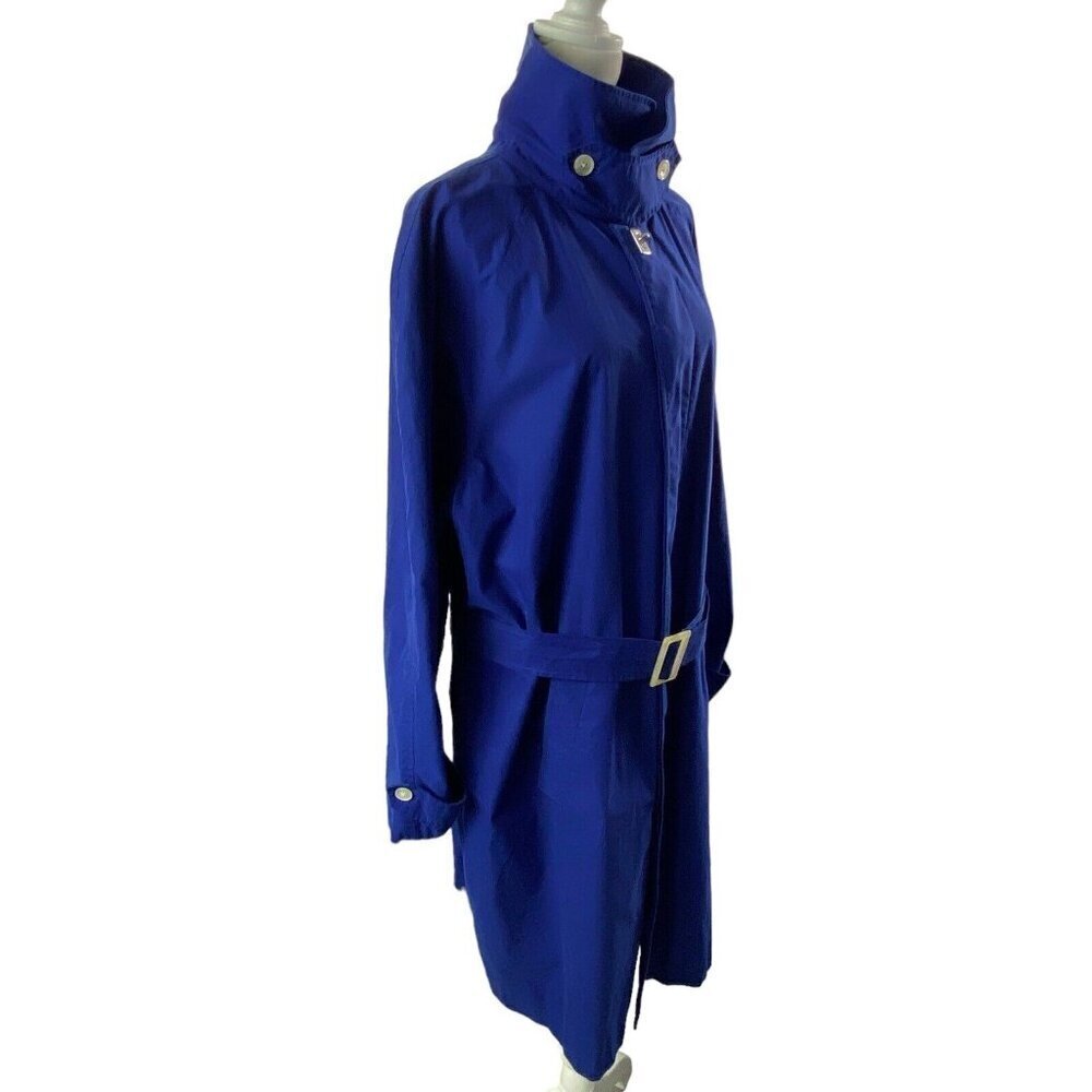 LAUREN RALPH LAUREN Women Midi Trench Coat Size M Blue Length High Neck Rainwear - Picture 3 of 16